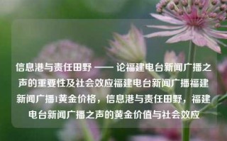 信息港与责任田野 —— 论福建电台新闻广播之声的重要性及社会效应福建电台新闻广播福建新闻广播1黄金价格，信息港与责任田野，福建电台新闻广播之声的黄金价值与社会效应，福建电台新闻广播之声——传递社会重器力量的黄金信息港与责任田野