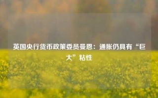 英国央行货币政策委员曼恩：通胀仍具有“巨大”粘性