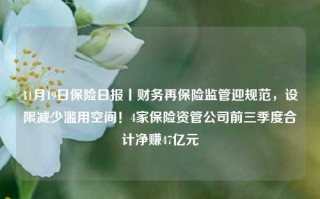 11月19日保险日报丨财务再保险监管迎规范，设限减少滥用空间！4家保险资管公司前三季度合计净赚47亿元