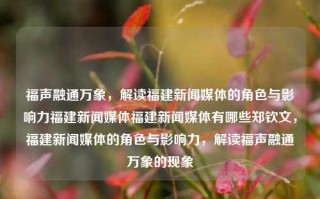 福声融通万象，解读福建新闻媒体的角色与影响力福建新闻媒体福建新闻媒体有哪些郑钦文，福建新闻媒体的角色与影响力，解读福声融通万象的现象，福建新闻媒体的角色与影响力，福声融通万象的解读