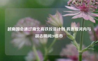 越南国会通过南北高铁投资计划 将连接河内与胡志明间20省市