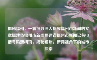 揭秘福州，一篇细致深入探究福州市新闻的文章福建省福州市新闻福建省福州市新闻记者电话号码澳柯玛，揭秘福州，新闻视角下的城市探索，揭秘福州，新闻视角下的城市探索