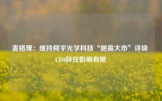 麦格理：维持舜宇光学科技“跑赢大市”评级 CEO辞任影响有限