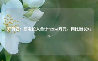 开普云：研发投入合计7829.69万元，同比增长9.53%