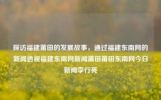 探访福建莆田的发展故事，通过福建东南网的新闻透视福建东南网新闻莆田莆田东南网今日新闻李行亮