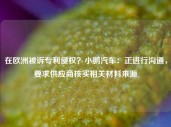 在欧洲被诉专利侵权？小鹏汽车：正进行沟通，要求供应商核实相关材料来源