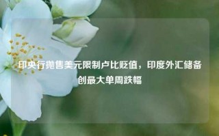 印央行抛售美元限制卢比贬值，印度外汇储备创最大单周跌幅