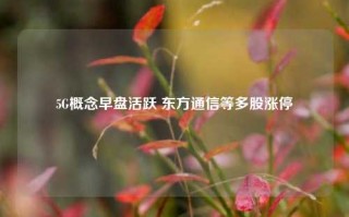 5G概念早盘活跃 东方通信等多股涨停