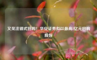 又见注销式回购！华安证券拟以最高2亿元回购股份