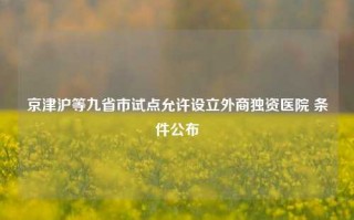 京津沪等九省市试点允许设立外商独资医院 条件公布