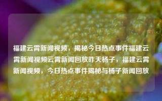 福建云霄新闻视频，揭秘今日热点事件福建云霄新闻视频云霄新闻回放昨天杨子，福建云霄新闻视频，今日热点事件揭秘与杨子新闻回放，福建云霄新闻视频，杨子事件揭秘与新闻回放