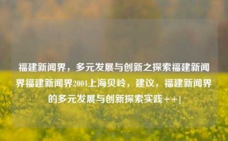 福建新闻界，多元发展与创新之探索福建新闻界福建新闻界2004上海贝岭，建议，福建新闻界的多元发展与创新探索实践++]，福建新闻界的多元发展与创新探索实践