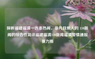 探析福建福清一连串热闹，非凡且焦人的 110新闻的综合性简评福建福清110新闻福清警情通报赛力斯