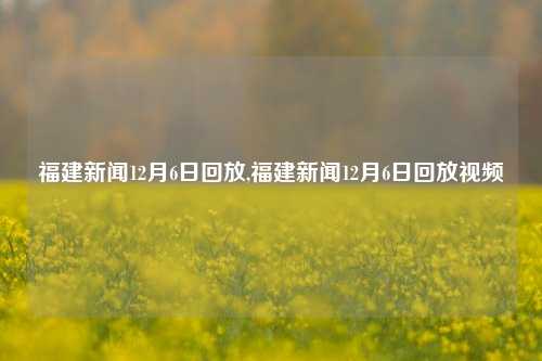 福建新闻12月6日回放,福建新闻12月6日回放视频