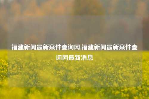 福建新闻最新案件查询网,福建新闻最新案件查询网最新消息