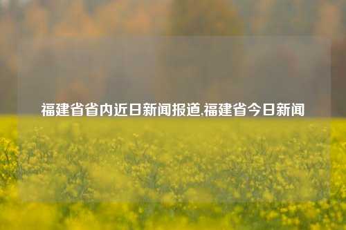 福建省省内近日新闻报道,福建省今日新闻