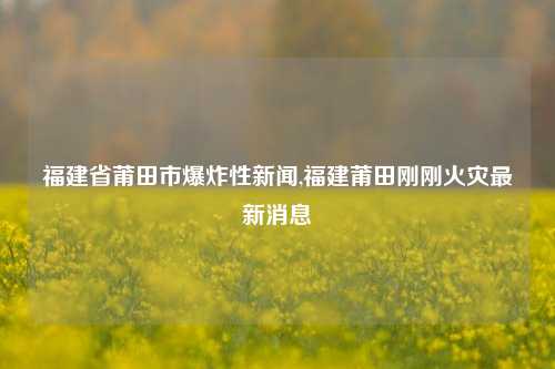 福建省莆田市爆炸性新闻,福建莆田刚刚火灾最新消息