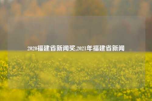 2020福建省新闻奖,2021年福建省新闻