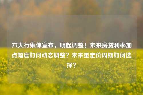 六大行集体宣布，明起调整！未来房贷利率加点幅度如何动态调整？未来重定价周期如何选择？