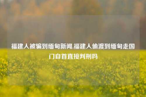 福建人被骗到缅甸新闻,福建人偷渡到缅甸走国门自首直接判刑吗