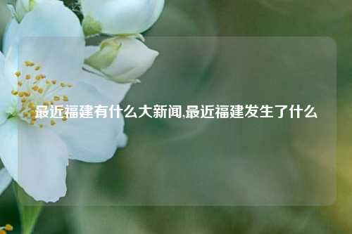 最近福建有什么大新闻,最近福建发生了什么