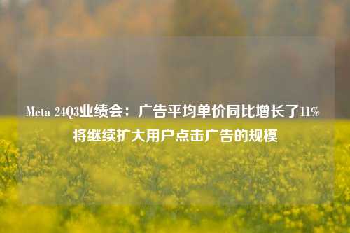 Meta 24Q3业绩会：广告平均单价同比增长了11% 将继续扩大用户点击广告的规模