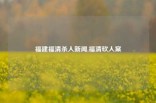 福建福清杀人新闻,福清砍人案