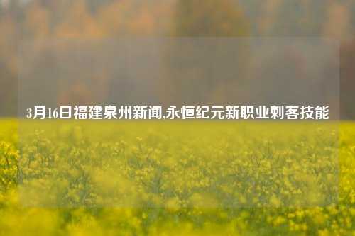 3月16日福建泉州新闻,永恒纪元新职业刺客技能