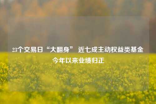 23个交易日“大翻身” 近七成主动权益类基金今年以来业绩归正