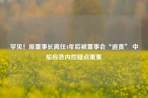 罕见！原董事长离任4年后被董事会“追责” 中船应急内控疑点重重