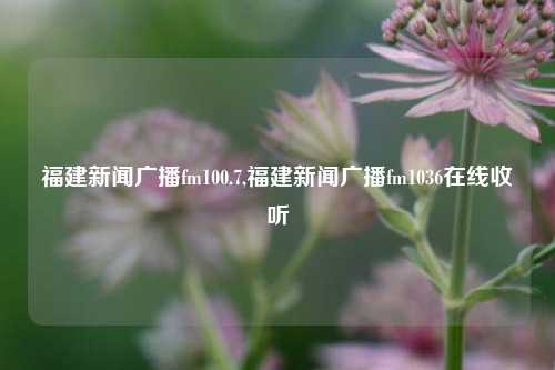 福建新闻广播fm100.7,福建新闻广播fm1036在线收听