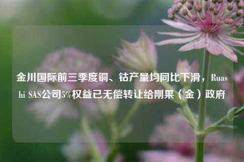 金川国际前三季度铜、钴产量均同比下滑，Ruashi SAS公司5%权益已无偿转让给刚果（金）政府