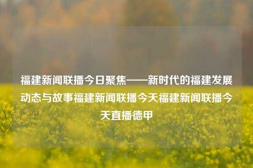 福建新闻联播今日聚焦——新时代的福建发展动态与故事福建新闻联播今天福建新闻联播今天直播德甲-第1张图片-福建新闻网