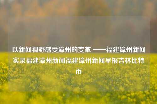 以新闻视野感受漳州的变革 ——福建漳州新闻实录福建漳州新闻福建漳州新闻早报吉林比特币-第1张图片-福建新闻网