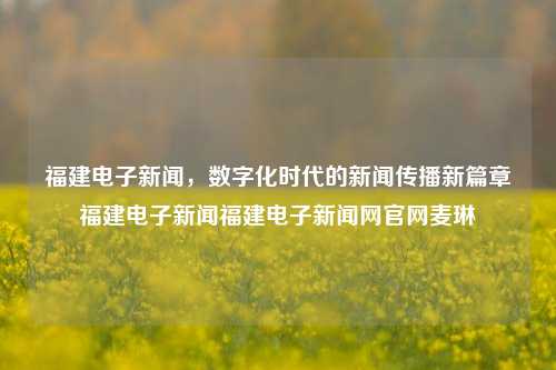 福建电子新闻，数字化时代的新闻传播新篇章福建电子新闻福建电子新闻网官网麦琳-第1张图片-福建新闻网