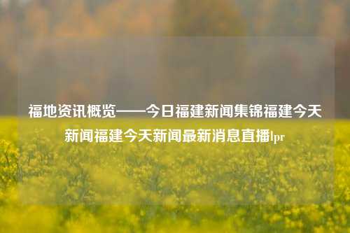 福地资讯概览——今日福建新闻集锦福建今天新闻福建今天新闻最新消息直播lpr-第1张图片-福建新闻网