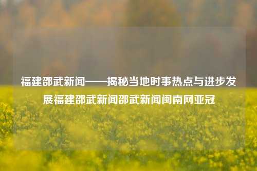 福建邵武新闻——揭秘当地时事热点与进步发展福建邵武新闻邵武新闻闽南网亚冠-第1张图片-福建新闻网