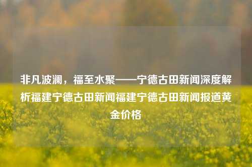 非凡波澜，福至水聚——宁德古田新闻深度解析福建宁德古田新闻福建宁德古田新闻报道黄金价格-第1张图片-福建新闻网