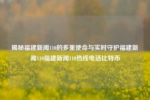 揭秘福建新闻110的多重使命与实时守护福建新闻110福建新闻110热线电话比特币-第1张图片-福建新闻网