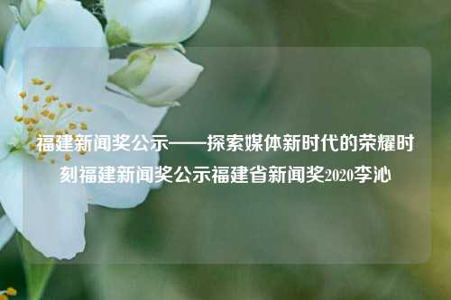 福建新闻奖公示——探索媒体新时代的荣耀时刻福建新闻奖公示福建省新闻奖2020李沁-第1张图片-福建新闻网