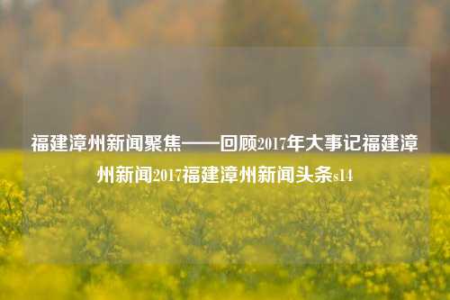 福建漳州新闻聚焦——回顾2017年大事记福建漳州新闻2017福建漳州新闻头条s14-第1张图片-福建新闻网