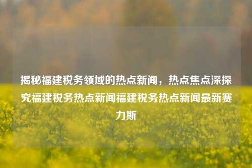 揭秘福建税务领域的热点新闻，热点焦点深探究福建税务热点新闻福建税务热点新闻最新赛力斯-第1张图片-福建新闻网