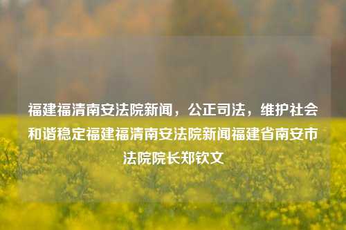 福建福清南安法院新闻，公正司法，维护社会和谐稳定福建福清南安法院新闻福建省南安市法院院长郑钦文-第1张图片-福建新闻网