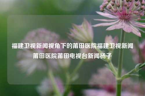 福建卫视新闻视角下的莆田医院福建卫视新闻莆田医院莆田电视台新闻杨子-第1张图片-福建新闻网