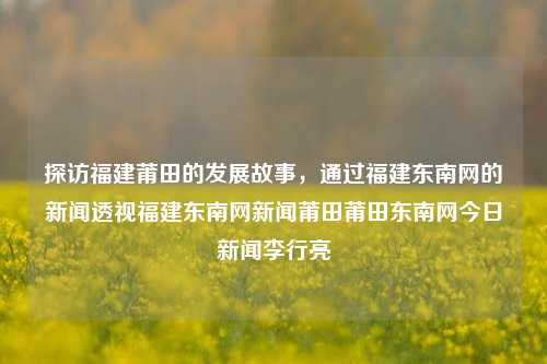 探访福建莆田的发展故事，通过福建东南网的新闻透视福建东南网新闻莆田莆田东南网今日新闻李行亮-第1张图片-福建新闻网