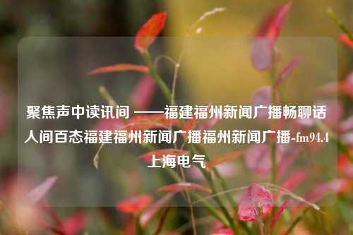 聚焦声中读讯间 ——福建福州新闻广播畅聊话人间百态福建福州新闻广播福州新闻广播-fm94.4上海电气-第1张图片-福建新闻网