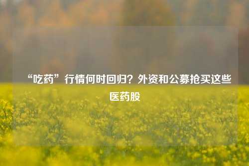 “吃药”行情何时回归？外资和公募抢买这些医药股-第1张图片-福建新闻网