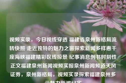 视频实录，今日视线穿透 福建省泉州新格局流转快照 走近独特的魅力之窗探索新闻多样惠千座海峡福建精彩区线掠景 纪事消息例书时刻性正文福建泉州新闻视频实报泉州新闻频道天风证券，泉州新格局，视频实录探索福建泉州多元魅力新闻纪实，福建泉州，多元魅力新闻纪实视频实录与新格局流转快照-第1张图片-福建新闻网