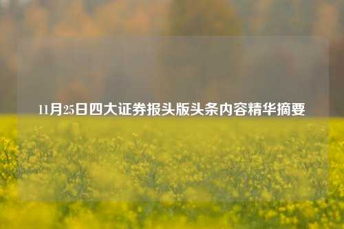 11月25日四大证券报头版头条内容精华摘要-第1张图片-福建新闻网