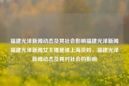 福建光泽新闻动态及其社会影响福建光泽新闻福建光泽新闻女主播是谁上海贝岭，福建光泽新闻动态及其对社会的影响，福建光泽新闻动态及其深远的社会影响，揭秘新闻女主持人及其报道的新焦点-第1张图片-福建新闻网